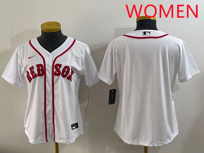 Women 2025 Boston Red Sox Blank White Game Nike MLB Jersey style 1->women mlb jersey->Women Jersey